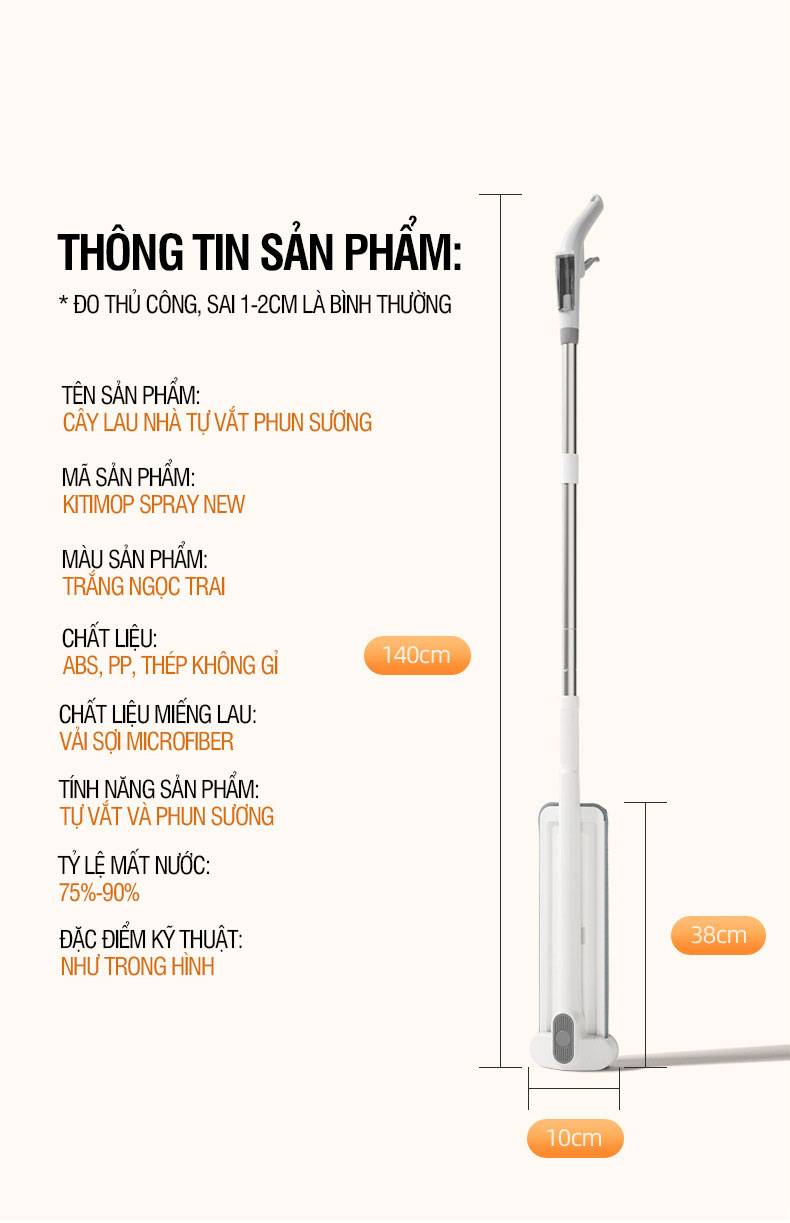 Thông tin cây lau nhà tự vắt phun sương