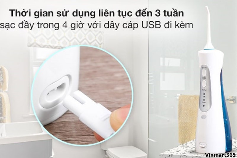 Tăm nước cho người niềng răng có dung lượng pin hợp lý