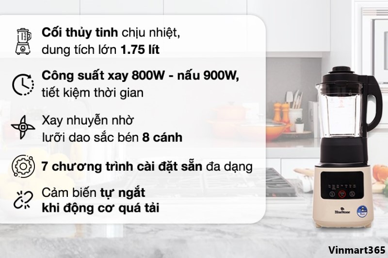 Máy làm sữa hạt BlueStone BLB-6035 có thiết kế sang trọng